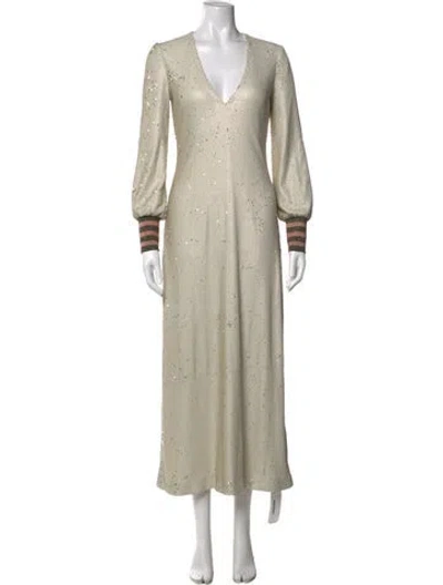 Pre-owned Alexis Printed Long Dress In Neutrals