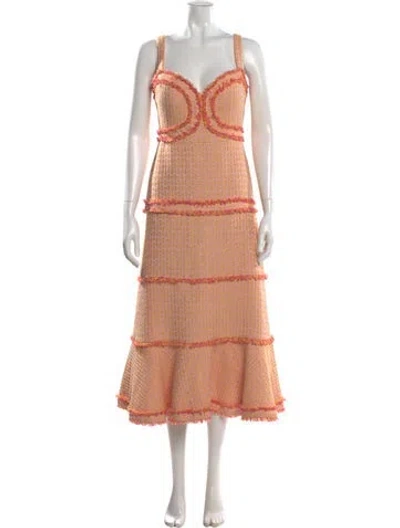 Pre-owned Alexis Printed Long Dress In Orange