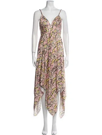 Pre-owned Alexis Printed Long Dress In Pink