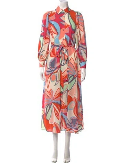 Pre-owned Alexis Printed Long Dress In Pink