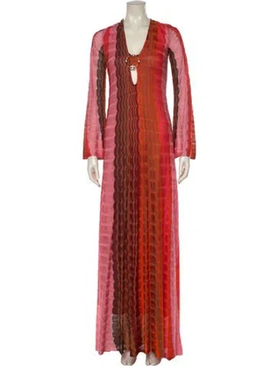 Pre-owned Alexis Printed Long Dress In Pink