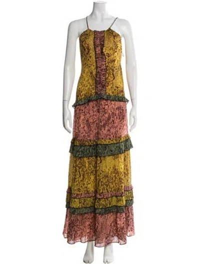 Pre-owned Alexis Printed Long Dress In Pink