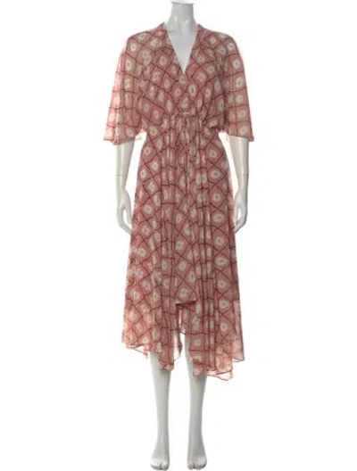 Pre-owned Alexis Printed Long Dress In Pink