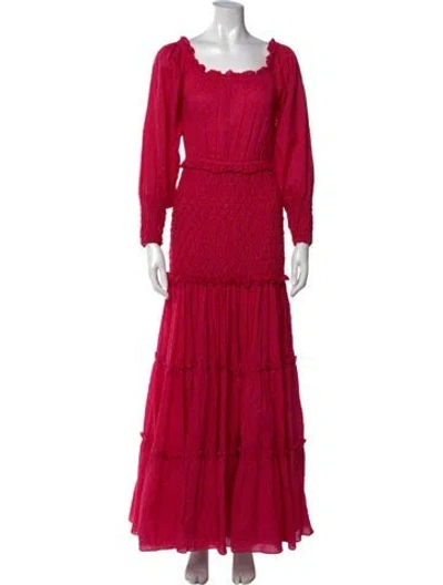 Pre-owned Alexis Printed Long Dress In Pink
