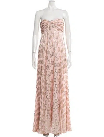 Pre-owned Alexis Printed Long Dress In Pink