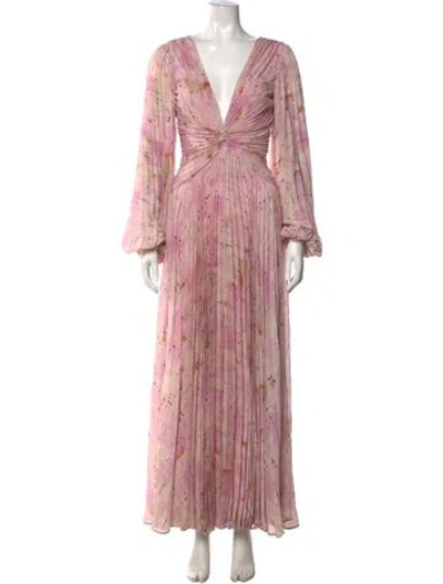 Pre-owned Alexis Printed Long Dress In Pink