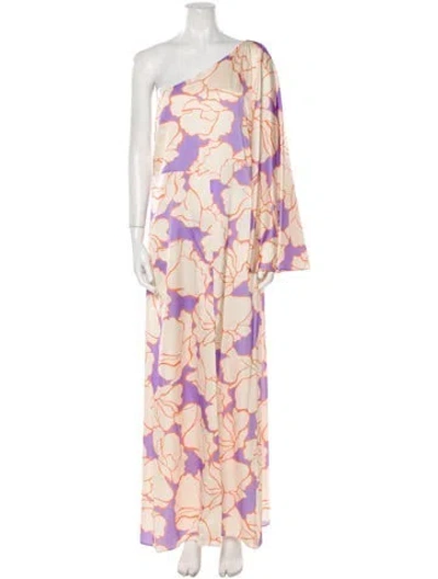 Pre-owned Alexis Printed Long Dress In Purple