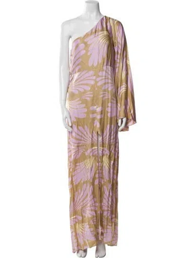 Pre-owned Alexis Printed Long Dress In Purple