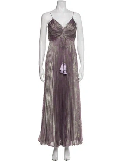 Pre-owned Alexis Printed Long Dress In Purple