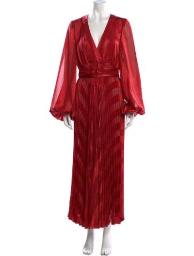 Pre-owned Alexis Printed Long Dress In Red
