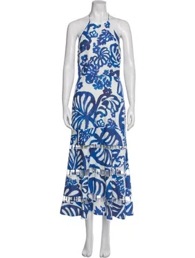 Pre-owned Alexis Printed Long Dress W/ Tags In Blue