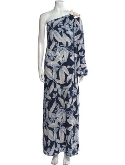 Pre-owned Alexis Printed Long Dress W/ Tags In Blue