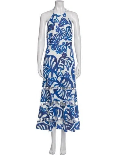 Pre-owned Alexis Printed Long Dress W/ Tags In Blue