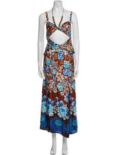 Pre-owned Alexis Printed Long Dress W/ Tags In Brown