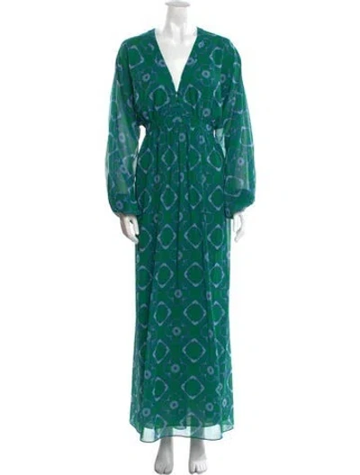 Pre-owned Alexis Printed Long Dress W/ Tags In Green