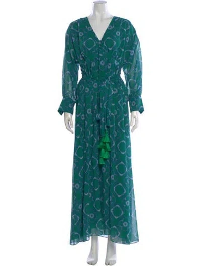 Pre-owned Alexis Printed Long Dress W/ Tags In Green