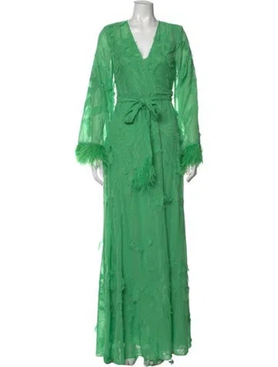 Pre-owned Alexis Printed Long Dress W/ Tags In Green