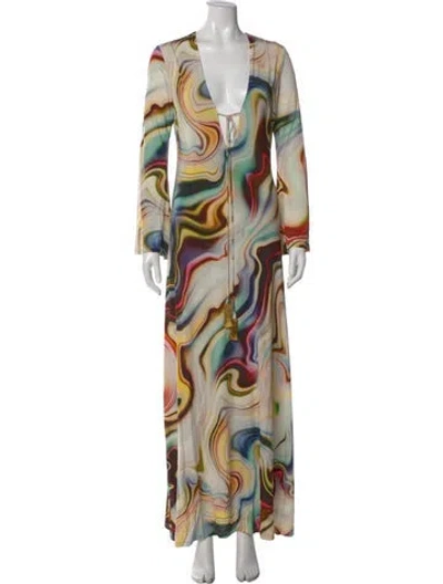 Pre-owned Alexis Printed Long Dress W/ Tags In Neutral