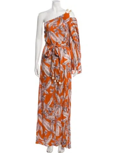 Pre-owned Alexis Printed Long Dress W/ Tags In Orange