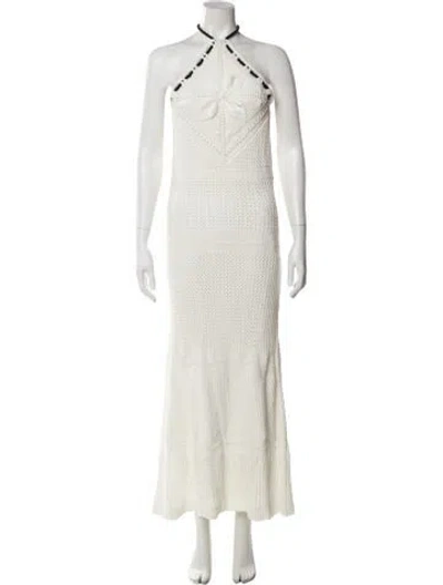 Pre-owned Alexis Printed Long Dress In White