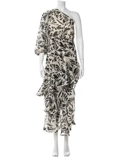 Pre-owned Alexis Printed Long Dress In White