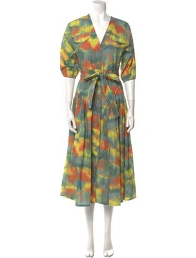 Pre-owned Alexis Printed Long Dress In Yellow