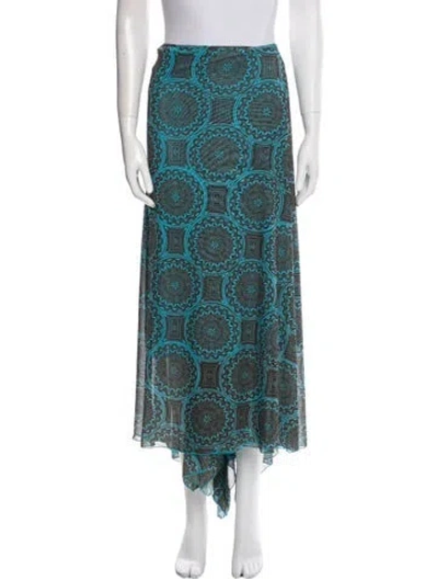 Pre-owned Alexis Printed Long Skirt In Blue