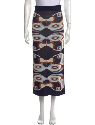 Pre-owned Alexis Printed Long Skirt In Blue