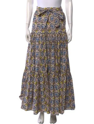 Pre-owned Alexis Printed Long Skirt In Brown