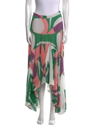 Pre-owned Alexis Printed Long Skirt In Green