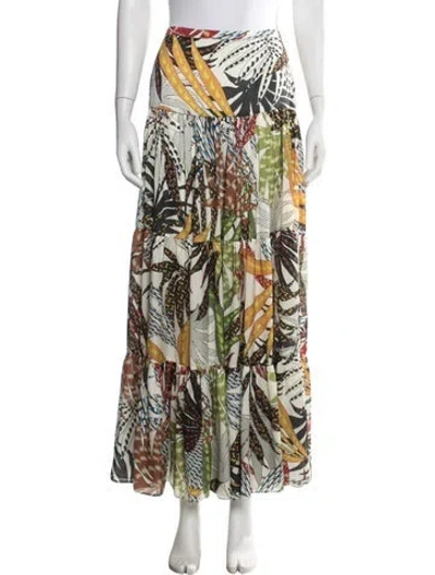 Pre-owned Alexis Printed Long Skirt In Green