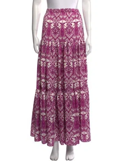 Pre-owned Alexis Printed Long Skirt In Purple