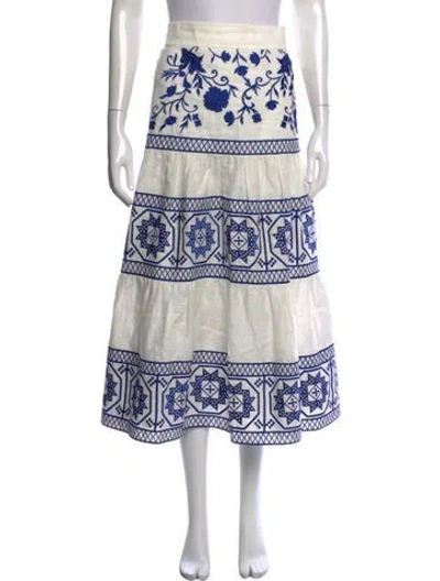 Pre-owned Alexis Printed Long Skirt In White