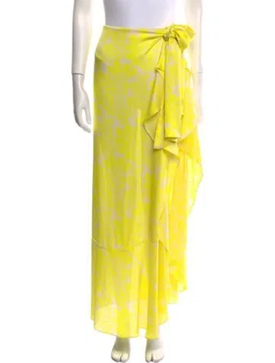 Pre-owned Alexis Printed Long Skirt In Yellow