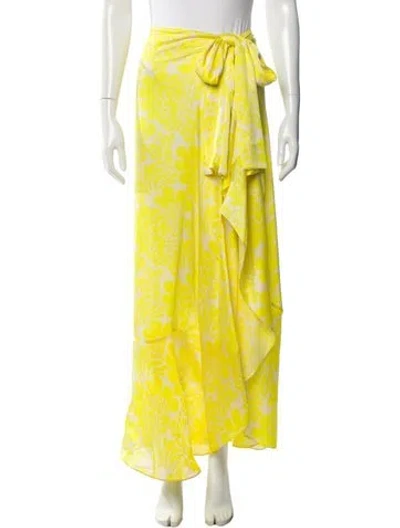 Pre-owned Alexis Printed Long Skirt In Yellow