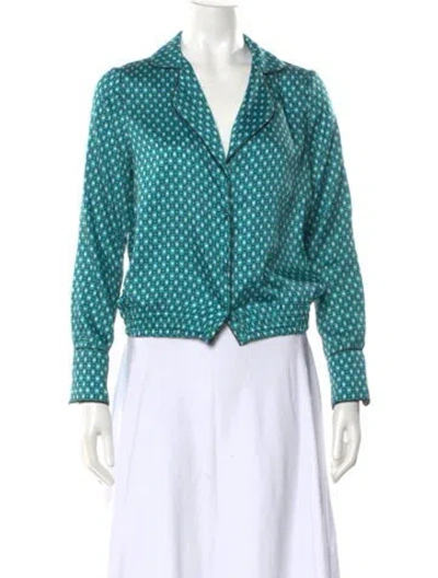 Pre-owned Alexis Printed Long Sleeve Blouse In Blue