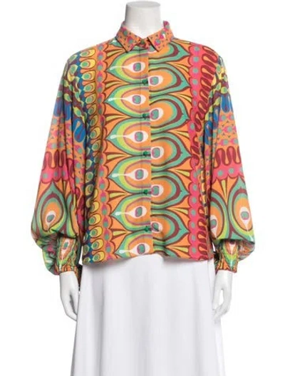 Pre-owned Alexis Printed Long Sleeve Blouse In Multicolor