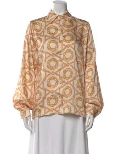 Pre-owned Alexis Printed Long Sleeve Blouse In Neutral