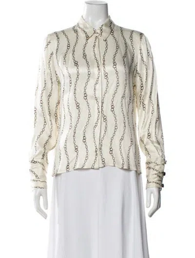 Pre-owned Alexis Printed Long Sleeve Blouse In Neutral