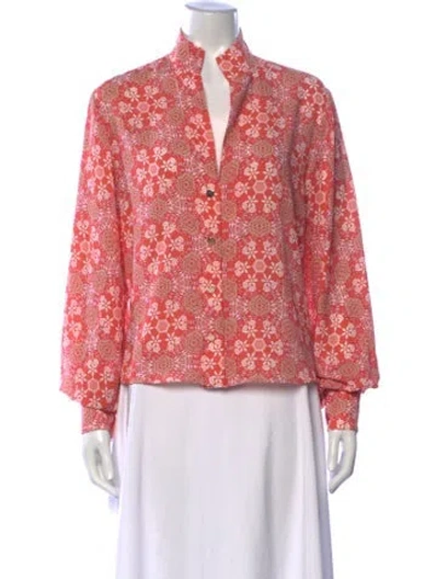 Pre-owned Alexis Printed Long Sleeve Blouse In Orange