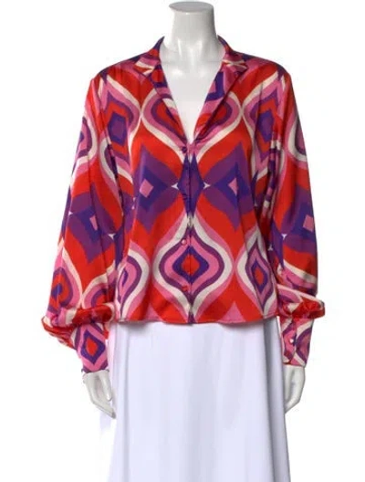 Pre-owned Alexis Printed Long Sleeve Blouse In Red