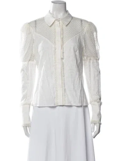 Pre-owned Alexis Printed Long Sleeve Blouse In White