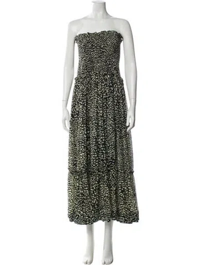 Pre-owned Alexis Printed Midi Length Dress In Black