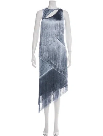 Pre-owned Alexis Printed Midi Length Dress In Blue