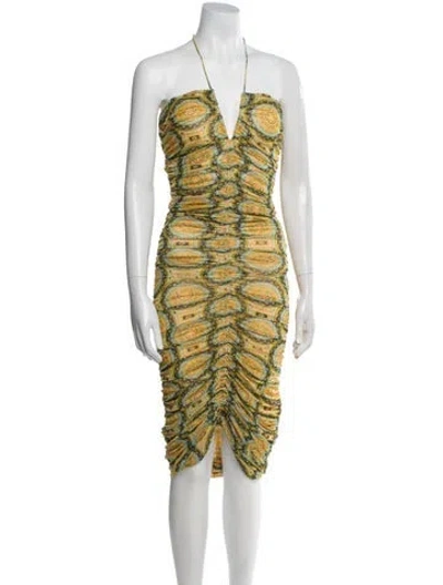 Pre-owned Alexis Printed Midi Length Dress In Multi