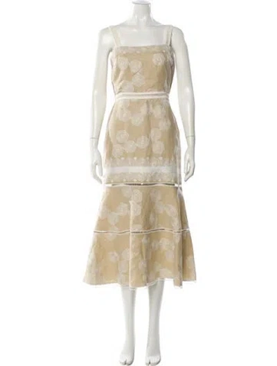 Pre-owned Alexis Printed Midi Length Dress In Neutral