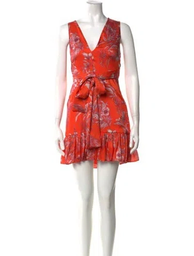 Pre-owned Alexis Printed Midi Length Dress In Orange