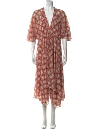 Pre-owned Alexis Printed Midi Length Dress In Pink