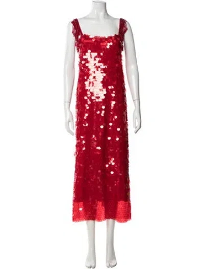 Pre-owned Alexis Printed Midi Length Dress In Red