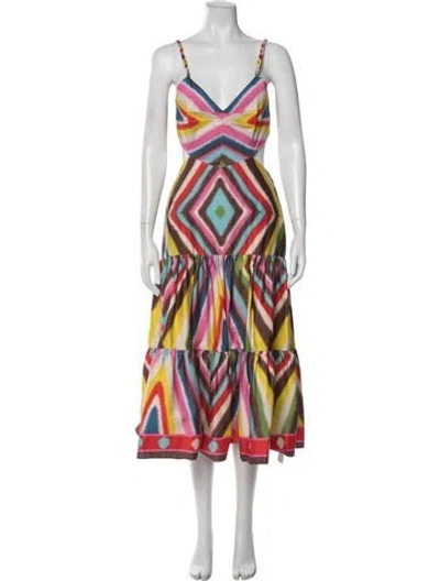 Pre-owned Alexis Printed Midi Length Dress W/ Tags In Blue